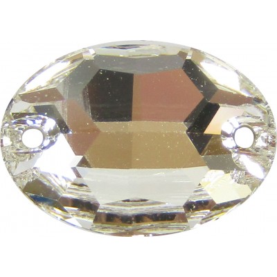 2 Swarovski Crystal Foiled 16x11mm Flat Back 2 Hole Oval Shape Sew on Stone