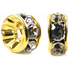 10 Swarovski Crystal 6mm Gold Plated rondelle spacer Beads