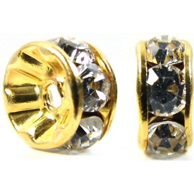 10 Swarovski Crystal 6mm Gold Plated rondelle spacer Beads