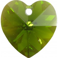 10 Swarovski Crystal Olivine/ AB Heart Pendants Article 6228