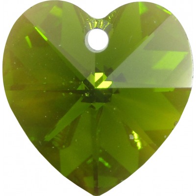 10 Swarovski Crystal Olivine/ AB Heart Pendants Article 6228