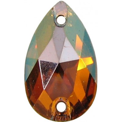 2 Swarovski Crystal Copper Foiled 12x7mm Flat Back 2 Hole Peardrop Sew on Stone