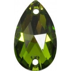 2 Swarovski Crystal Olivine Foiled 12x7mm Flat Back 2 Hole Peardrop Sew on Stone