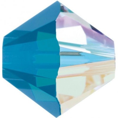 50 Swarovski Crystal 4mm Caribbean Blue Opal AB Bicone Beads Article 5301/ 5328