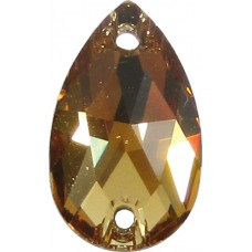 2 Swarovski Crystal Light Colorado Topaz Foiled 12x7mm Peardrop Flat Back 2 Hole Sew on Stone
