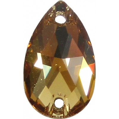 2 Swarovski Crystal Light Colorado Topaz Foiled 12x7mm Peardrop Flat Back 2 Hole Sew on Stone