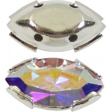 2 Swarovski Crystal AB 2 Hole Silver 10x5mm Navettes Sew on Stones Article 11304 2 Swarovski Crystal AB 2 Hole Silver 10x5mm Navettes Sew on Stones Article 11304