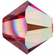 50 Swarovski Crystal Light Siam AB 4mm Bicone Beads Article 5301/ 5328