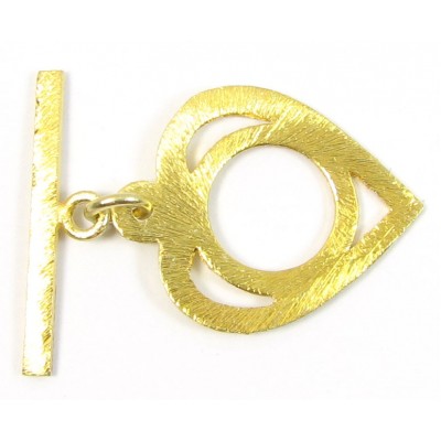 1 Vermeil Brushed Effect Heart Toggle Clasp