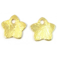 2 Brushed Vermeil Flower Shape Beads with Top Drilled Hole