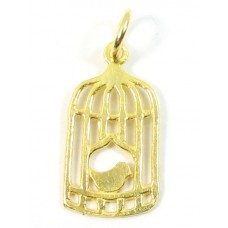 1 Vermeil Bird in a Cage Charm with Soldered Ring