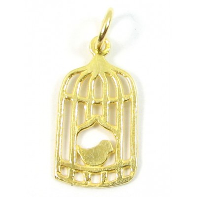 1 Vermeil Bird in a Cage Charm with Soldered Ring