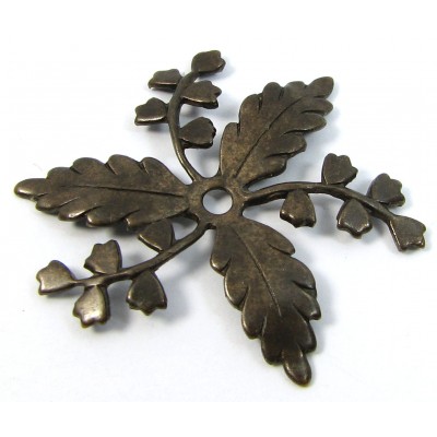 1 Vintaj Antiqued Brass 34mm Leaf Spray Link/Component