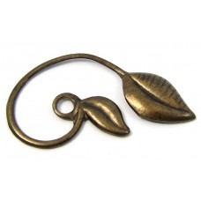 1 Vintaj Antiqued Brass Swirl Leaf Link 