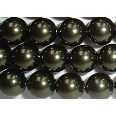10 Swarovski Crystal Dark Green 12mm Pearls