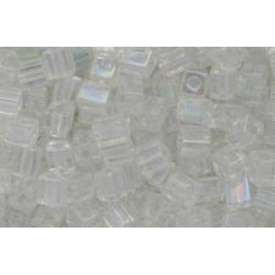 25gr Miyuki Cube Beads - Iridescent Rainbow Clear