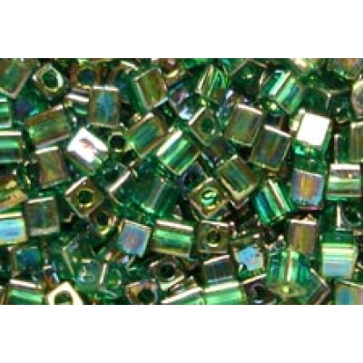 25gr Miyuki Cube Beads Rainbow Green Trans.