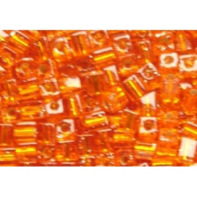 25gr Miyuki Cube Beads Silver Lined Orange