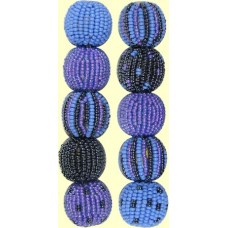 4 Cornflower Spots and Stripes 16mm Beaded Beads