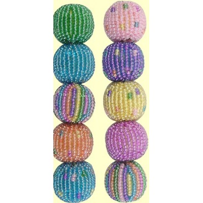 4 Fairtrade Sherbet Spots and Stripes 16mm Beaded Beads