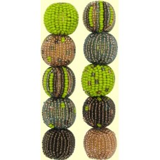 4 Forest Fern Spots and Stripes 16mm Beaded Beads