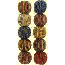 4 Golden Earth Spots and Stripes 16mm Beaded Beads