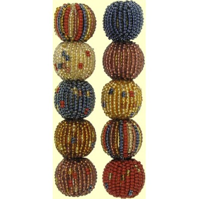 4 Golden Earth Spots and Stripes 16mm Beaded Beads