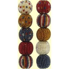4 Raspberry Spots and Stripes 16mm Beaded Beads