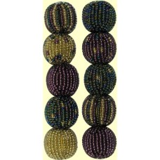 4 Shimmer Spots and Stripes 16mm Beaded Beads