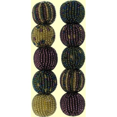 4 Shimmer Spots and Stripes 16mm Beaded Beads