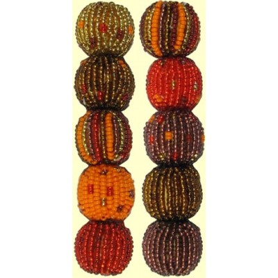 4 Sunset Spots and Stripes 16mm Beaded Beads