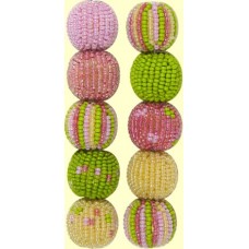 4 Botanical Spots and Stripes 16mm Beaded Beads