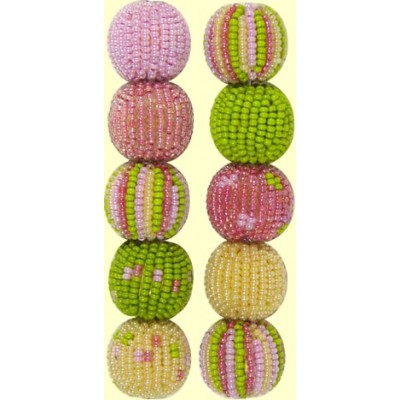 4 Botanical Spots and Stripes 16mm Beaded Beads