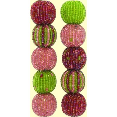 4 Watermelon Spots and Stripes 16mm Beaded Beads