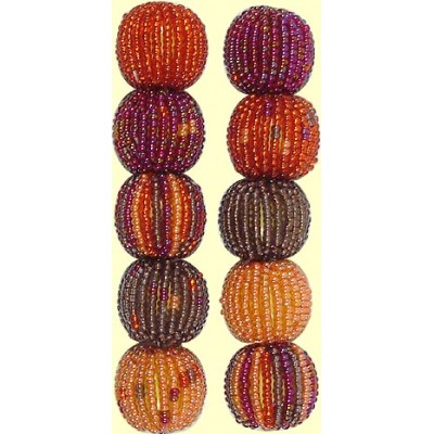 4 Fairtrade Magenta Spots and Stripes 16mm Beaded Beads