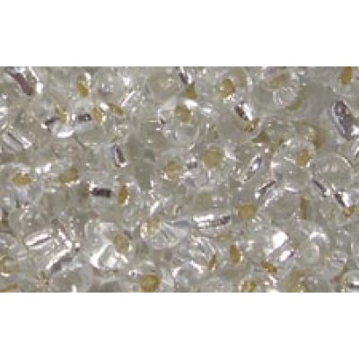 25gr Crystal Silver Lined Magatama Beads