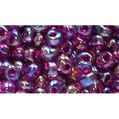25gr Fuchsia Lined Aqua AB Magatama Beads