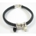 1 Silver Plated Bead Dropper for Oval Cord