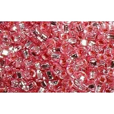 25gr Silver Lined Square Hole Pink Rocailles