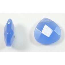 1 Blue faceted Glass Top Drilled Briolotte Bead