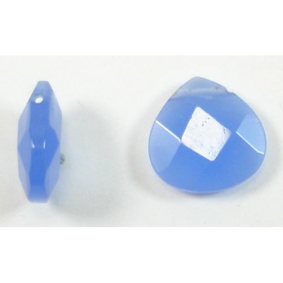 1 Blue faceted Glass Top Drilled Briolotte Bead