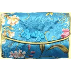 1 Small 3-Zip Brocade Fabric 3-Compartment Jewellery Envelope/ Wrap