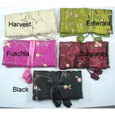 1 Embroidered Satin Jewellery Roll - Black